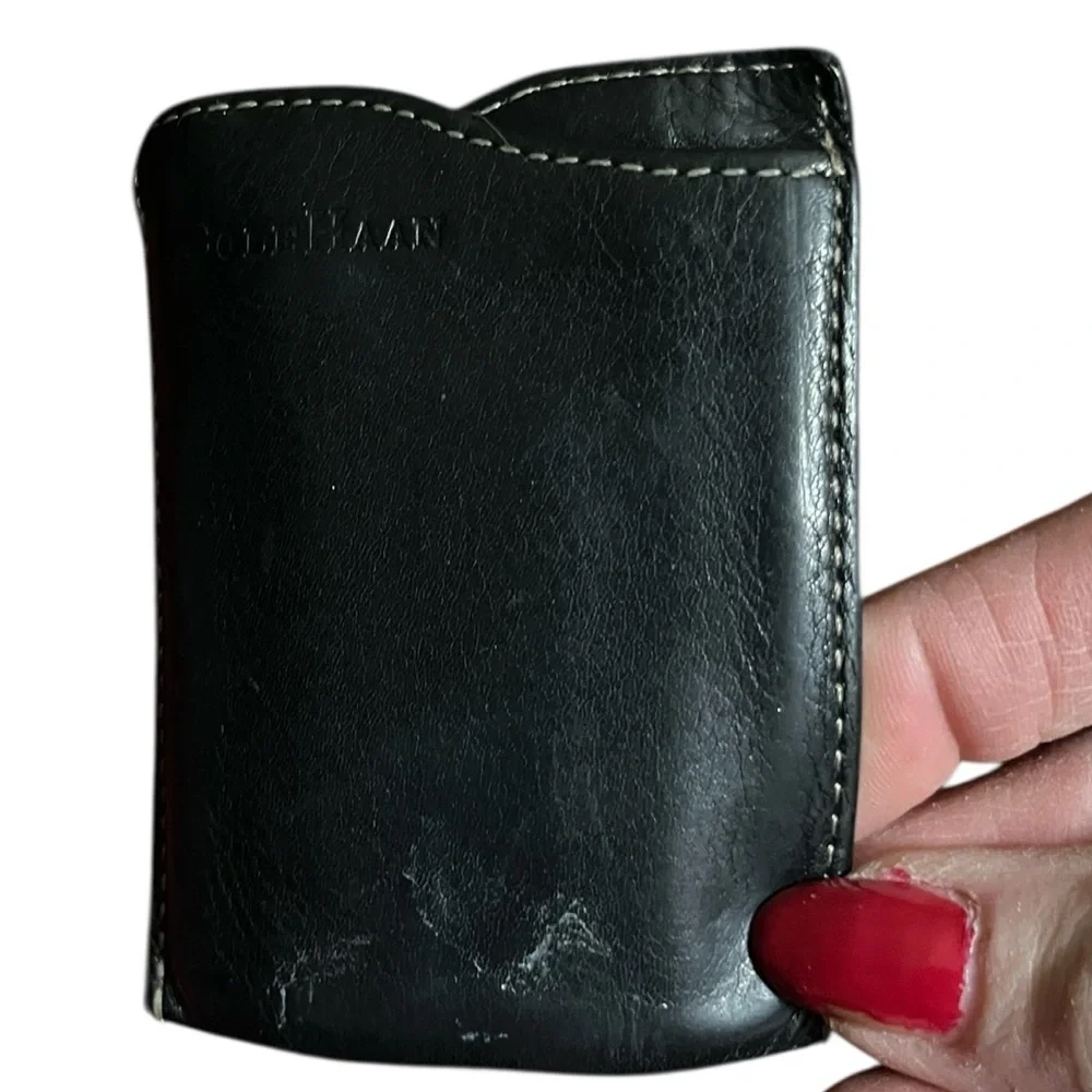 Cole Haan black leather money clip with card & cash slot